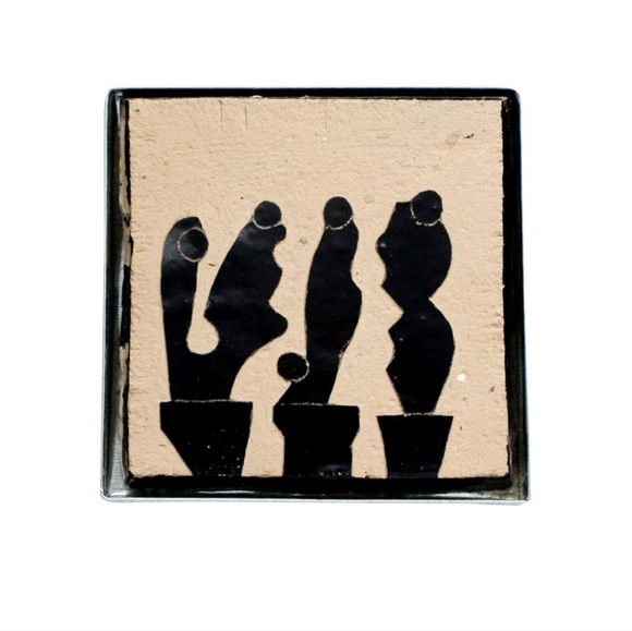 Cactus - Moroccan Zellige Art, Painted Clay Tile With Metal Frame (Small Art) - Picture 5 of 6